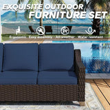 77'' Patio Sofa, All Weather Outdoor Rattan Wicker 3-Seat Sofa High Back Couch with Premium Cushions for Garden - Photo 5