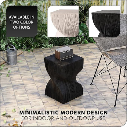 LeisureMod Modern Square Side Table, Accent End Table for Home, Outdoor Patio, Living Room Sofa, Night Stand, Weather-Resistant, Onyx Series in Black