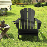 Domi Folding Adirondack Chair, HDPE Adirondack Chair with Cup Holder - Photo 2