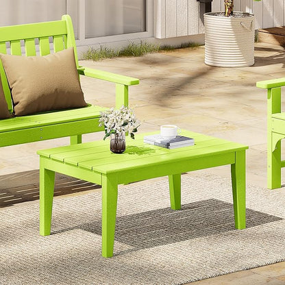 WestinTrends Malibu Low Outdoor HDPE Patio Rectangle Coffee Table, Lime