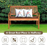 COSTWAY Wooden Bench Outdoor, Curved Armrest & Backrest, Sturdy Outdoor Wood Bench for Garden, Park & Porch - Photo 5