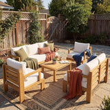 5 Piece Acacia Wood Patio Furniture Set with Coffee Table, 2 Loveseat and 2 Chairs - Photo 1