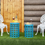 Y&M Set of 3 Nesting Metal Round Coffee Table, Side Table End Table for Indoor Outdoor Multifunctional Use - Photo 4