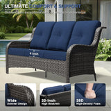 Joyside Outdoor Patio Couch, 3 Seater Outdoor Wicker Sofa with High Back, Deep Seating, Wide Armrest, Thickened Cushions - Photo 4