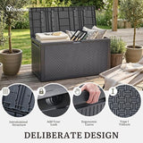 YITAHOME 90 Gallon Large Outdoor Deck Box, Lockable Waterproof Resin Storage Box with Handles - Photo 3