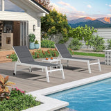 PURPLE LEAF Outdoor Chaise Lounge Set Adjustable Sunbathing Recliner with Side Table for Poolside Beach Outside Patio - Photo 3