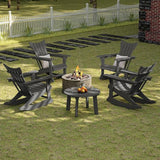 Outdoor Round Coffee Table, Adirondack Patio Coffee Table, Outdoor Large Side Table for Balcony Lawn (Grey) - Photo 4