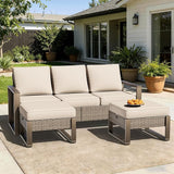 Wicker Patio 75" Sofa Set with Two Ottomans - Photo 8