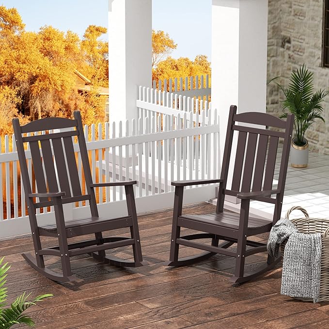 WestinTrends Malibu 3-Piece Set Outdoor/Patio Rocking Chairs (2 Seater), Dark Brown