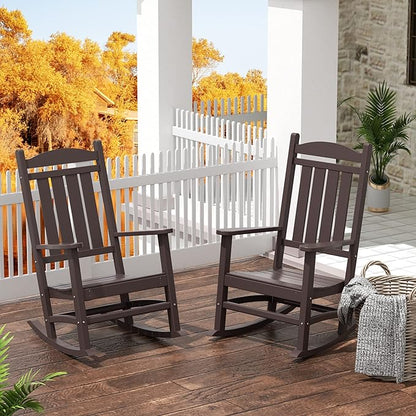 WestinTrends Malibu 3-Piece Set Outdoor/Patio Rocking Chairs (2 Seater), Dark Brown
