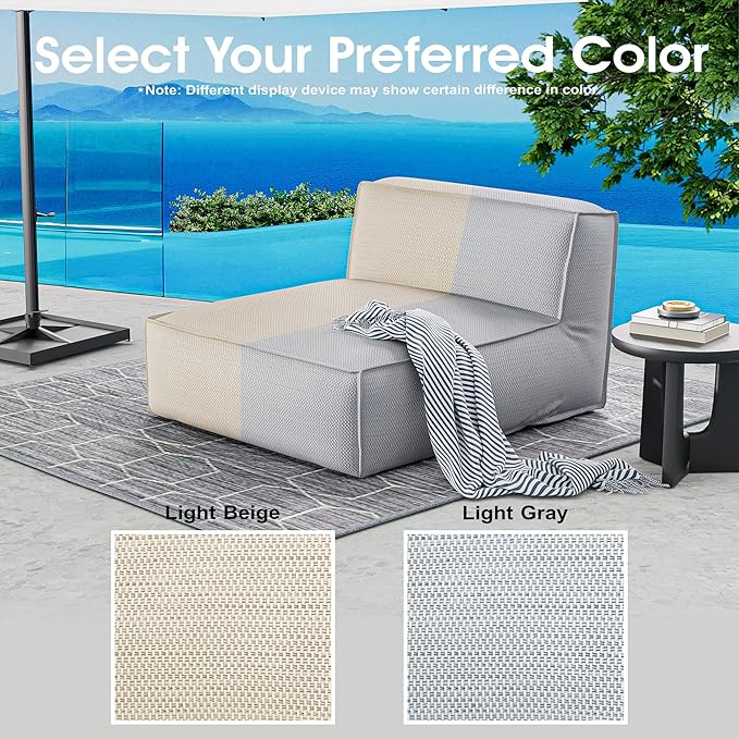 Dineli Outdoor Bean Bed Loveseat Large Bean Bag Chair for Adults Outdoor Sofa Couch Outside Chaise Lounge Chair Foam - Photo 8
