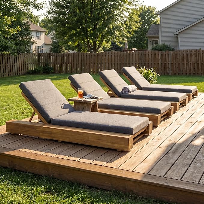 Christopher Knight Home Tory Acacia Wood Chaise Lounge Chair Outdoor Set of 4, Poolside Sun Lounger Recliner - Photo 4