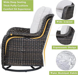 Rilyson Wicker Patio Furniture Set - 5 Piece Rattan Outdoor Sectional Conversation Sets with 2 Swivel Rocking Chairs - Photo 3