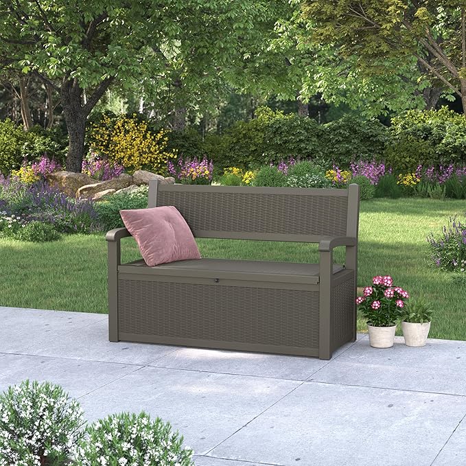 LHBcraft 70 Gallon Deck Bench with Storage, Outdoor Storage Box Bench Waterproof&Lockable - Photo 6
