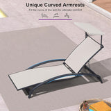 PURPLE LEAF Patio Lounge Chair with Canopy Shade Outdoor Chaise Lounge Chair Set of 2 for Lawn Poolside Backyard - Photo 6