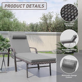 ALAULM 3 Pieces Outdoor Chaise Lounge Set Rattan Wicker Adjustable Pool Lounge Chair w/Folding Table - Photo 4