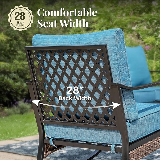 Patio Rocking Chairs Set of 2, Outdoor Sofa Chairs with Deep Seating and 5.75" Cushions - Photo 4