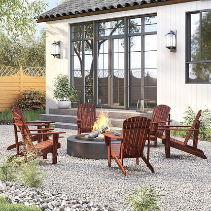 Outsunny Wooden Adirondack Chair, Outdoor Patio Lawn Chair with Cup Holder, Weather Resistant Lawn Furniture, Classic Lounge for Deck, Garden, Backyard, Fire Pit, Brown