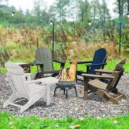 Adirondack Chair Set of 4, HDPE Folding Adirondack Chair with Multifunctional Cup Holder, Weather Resistant Fire Pit Chair for porches, patios, poolsides, Decks.