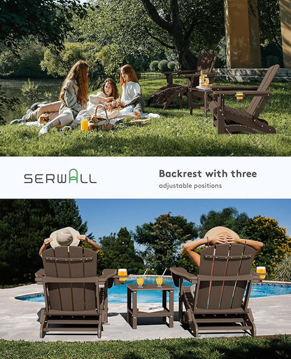 SERWALL 5-Piece Adirondack Chair and Ottoman and Table Set, Coffee