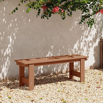 WestinTrends Ashore Outdoor HDPE 48" Modern Backless Patio Bench, Teak