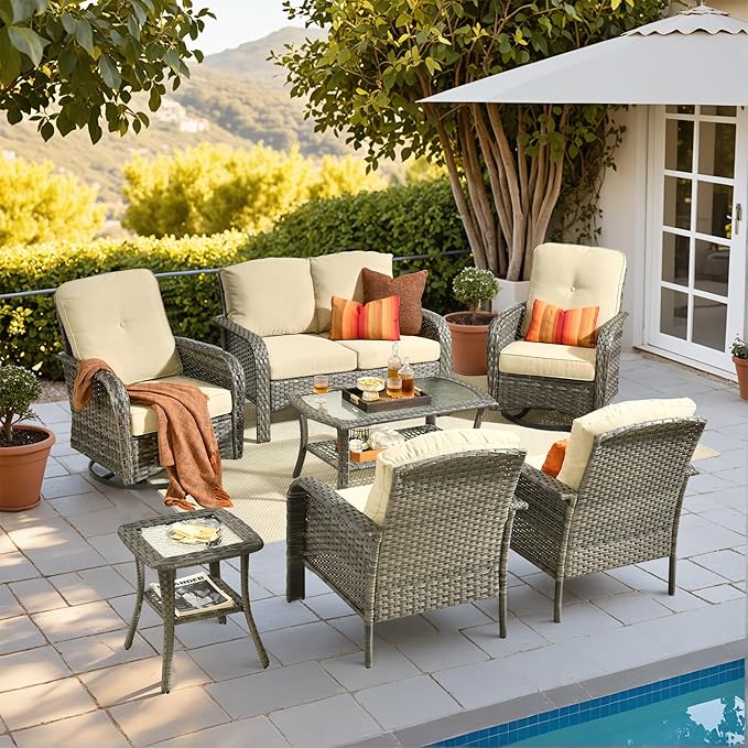 HOOOWOOO Patio Furniture Set, 7 Pieces Outdoor Conversation Set - Photo 1