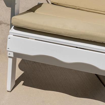 Christopher Knight Home 304625 Amenda Outdoor Acacia Wood Folding Adirondack Chairs with Cushions (Set of 2), White and Khaki