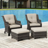 Wicker Patio Furniture Set - 4 Piece Rattan Outdoor Conversation Sets with 2 Wicker Patio Chairs, 2 Ottomans for Garden - Photo 6