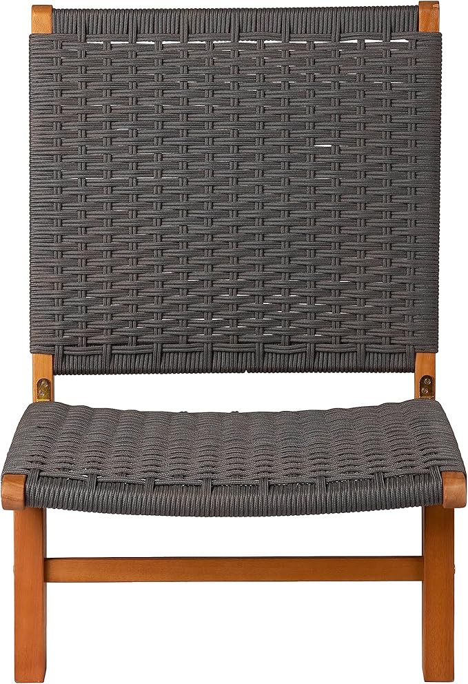 Pura Vida Modern Outdoor Lounge Chair - Comfortable Reclining Design with Woven Web Seat - Photo 5