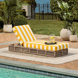 SAFAVIEH Outdoor Collection Gillian Heather Tan & Yellow Stripe Chaise Lounge Chair (Fully Assembled) - Photo 6