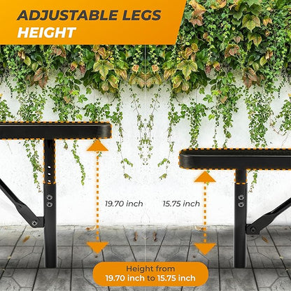 Heavy-Duty Outdoor Metal Bench, Thermoplastic-Coated, Inground, Weatherproof, Commercial-Grade for Parks, Gardens, Patios, Stores & More (4 Ft - Inground, Black)