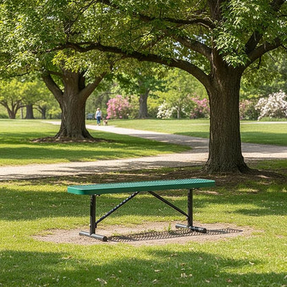 6FT Metal Park Bench for Outside, All-Weather Thermoplastic Coating Outdoor Bench with Anchor, Commercial Heavy Duty Benches for Shopping Malls, Stores, Parks, Patios, Decks, Green