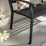 VICLLAX 50” Outdoor Garden Bench with Armrests and Backrest, Waterproof Patio Metal Bench for Park, Porch, Backyard - Photo 6