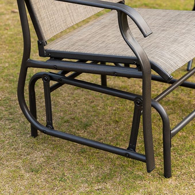 Outsunny 2 Piece Glider Set, Outdoor Swing Chairs, Patio Rocking Armchairs with Breathable Mesh Fabric - Photo 9