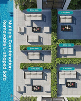 SERWALL 3 Pieces Patio Conversation Set, All-Weather HDPE Outdoor Sofas with Cushions and Coffee Table - Photo 5