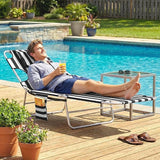 Outsunny Chaise Lounge Chair Outdoor with Face Arm Hole, 5-Position Reclining Face Down Tanning Chair with Carry Strap - Photo 8