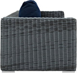 Modway EEI-1874-GRY-NAV Summon Wicker Rattan Outdoor Patio Sofa with Sunbrella Fabric Cushions, Canvas Navy - Photo 5