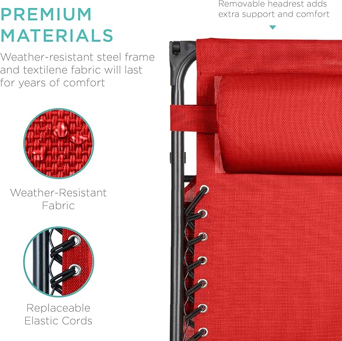 Best Choice Products Folding Zero Gravity Outdoor Recliner Patio Lounge Chair w/Adjustable Canopy Shade, Headrest - Photo 5