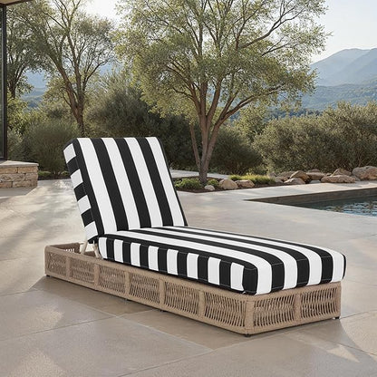 SAFAVIEH Outdoor Patio Furniture Collection - Gillian Heather Tan Rope Daybed, Black Stripe Cushion, Coastal Sunlounger, Fully Assembled (PAT7527E)