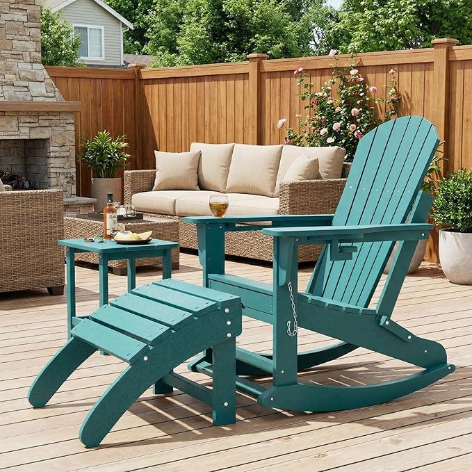 HDPE Adirondack Ottoman Foot Rest, Weather Resistant Outdoor Footstool for Adirondack Chair, Resin Patio Porch Poolside Lawn and Backyard Use