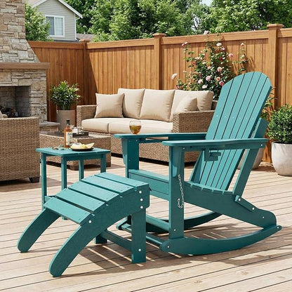 HDPE Adirondack Ottoman Foot Rest, Weather Resistant Outdoor Footstool for Adirondack Chair, Resin Patio Porch Poolside Lawn and Backyard Use