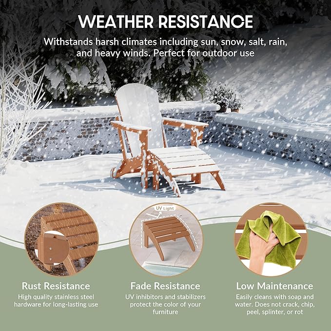 WestinTrends Outdoor Patio Adirondack Ottoman Foot Rest, All Weather Poly Lumber Foot Stool for Adirondack Chair, Widely Used for Outside Porch Pool Lawn Backyard, Sand