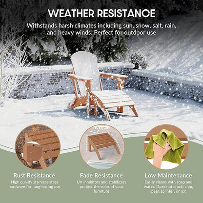 WestinTrends Outdoor Patio Adirondack Ottoman Foot Rest, All Weather Poly Lumber Foot Stool for Adirondack Chair, Widely Used for Outside Porch Pool Lawn Backyard, Sand