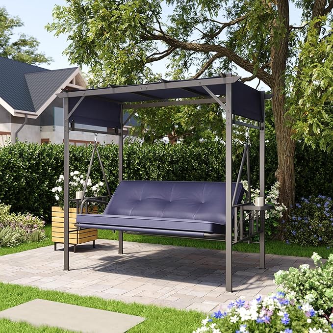 AECOJOY 2-in-1 Convertible Porch Swing Bed 3 Seat - Photo 7