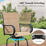 Tangkula Outdoor Swivel Bar Stools Set of 4, Bar Height Tall Patio Chairs with Armrests & High Back - Photo 5