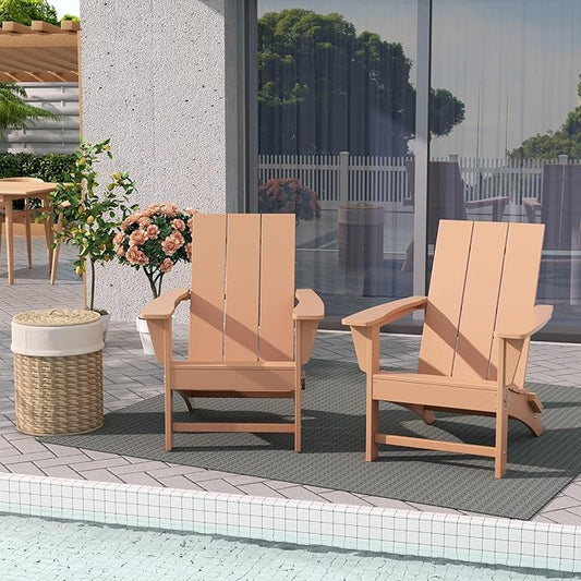 WestinTrends Ashore Modern Outdoor Folding Adirondack Chair (Set of 2), Teak