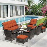 8 Piece Outdoor Wicker Patio Furniture Set, Patio Chairs Set with Thickened Olefin Cushions, High Back and Deep Seating - Photo 9