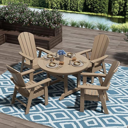 WO WESTIN OUTDOOR HDPE Laguna Adirondack Casual Patio Dining Chair,Weathered Wood