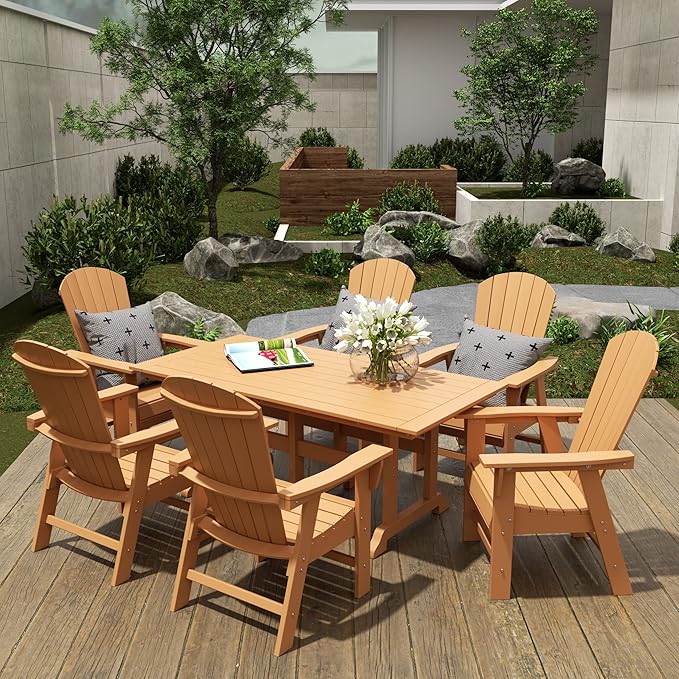 WestinTrends Dylan Outdoor Patio Shell-Back Adirondack Dining Chair Weather Resistant Teak