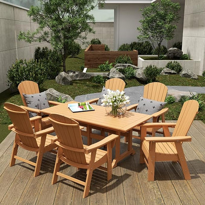 WestinTrends Dylan Outdoor Patio Shell-Back Adirondack Dining Chair Weather Resistant Teak